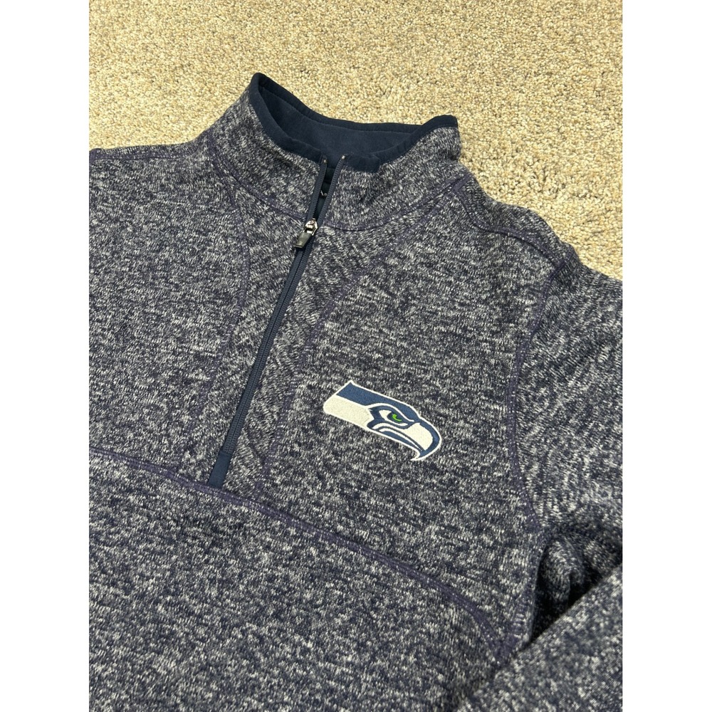 Antigua Seattle Seahawks Medium Navy Blue Heather Quarter Zip Pullover #0850